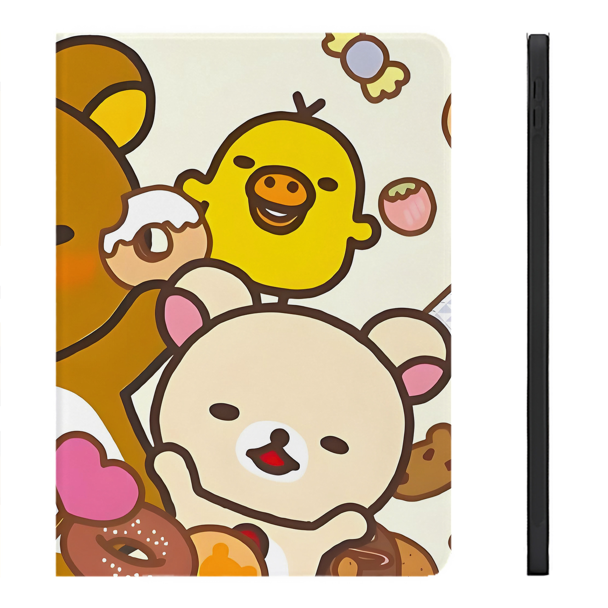（画像用） リラックマ リラックマ キイロイトリ Rilakkuma Korilakkuma Kiiroitori IPadケース ペンホルダー付き ブックスタイルデザイン